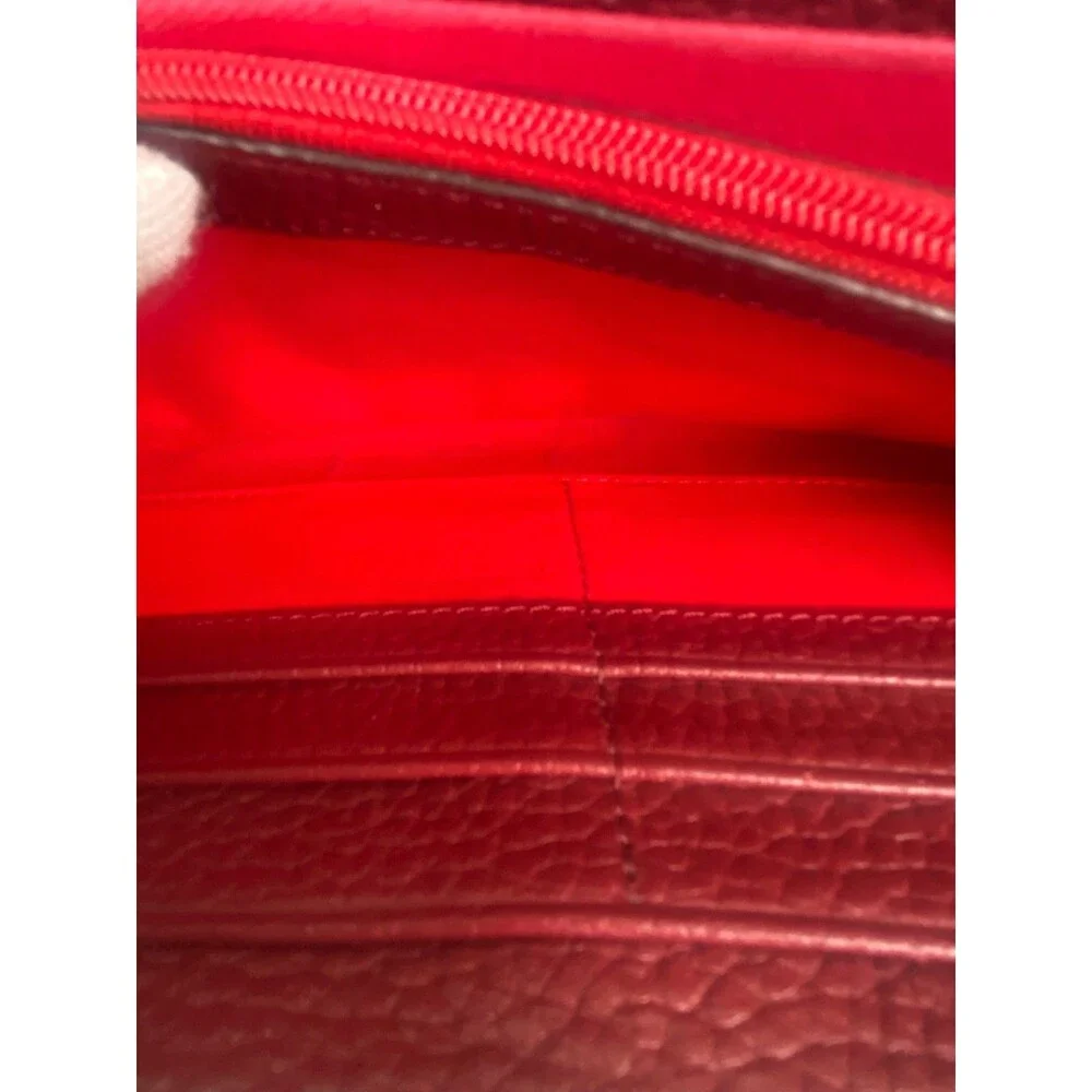 Dooney & Bourke Pebble Grain Large Zip Around Wallet Wristlet Burgundy Red